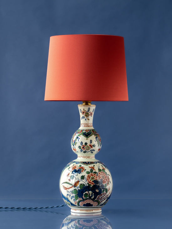 Table Lamp from Rare Antique Royal Delft Polychrome—Margaretha