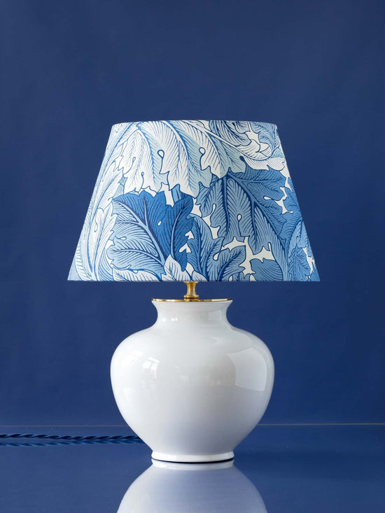 Hamptons Style Table Lamp from Vintage Velsen Delft White—Acanthus