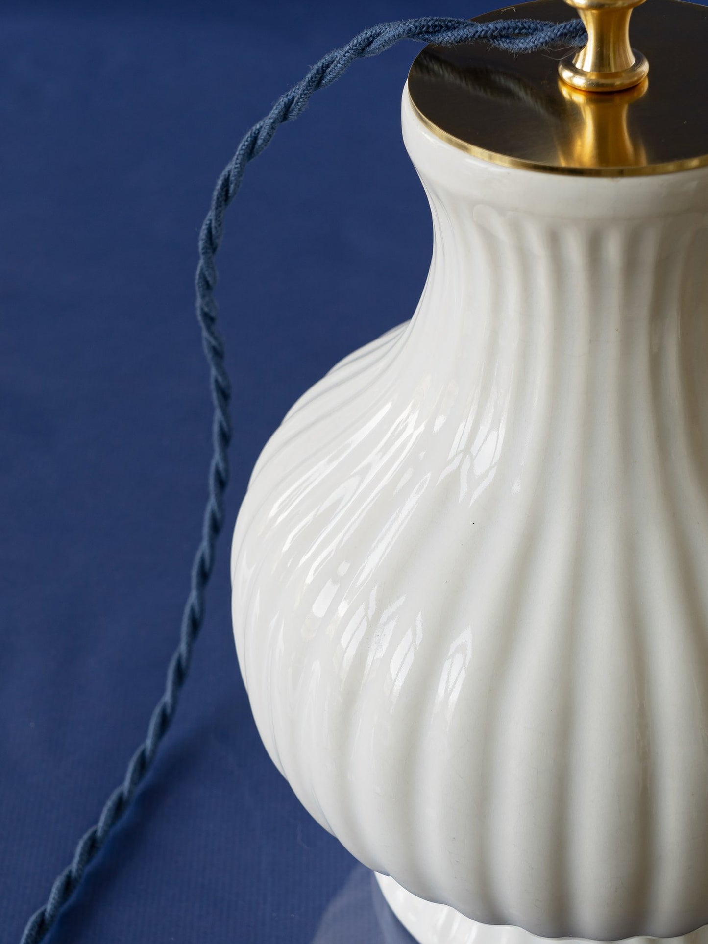 Hamptons Style Table Lamp from Vintage Royal Delft White—Severn