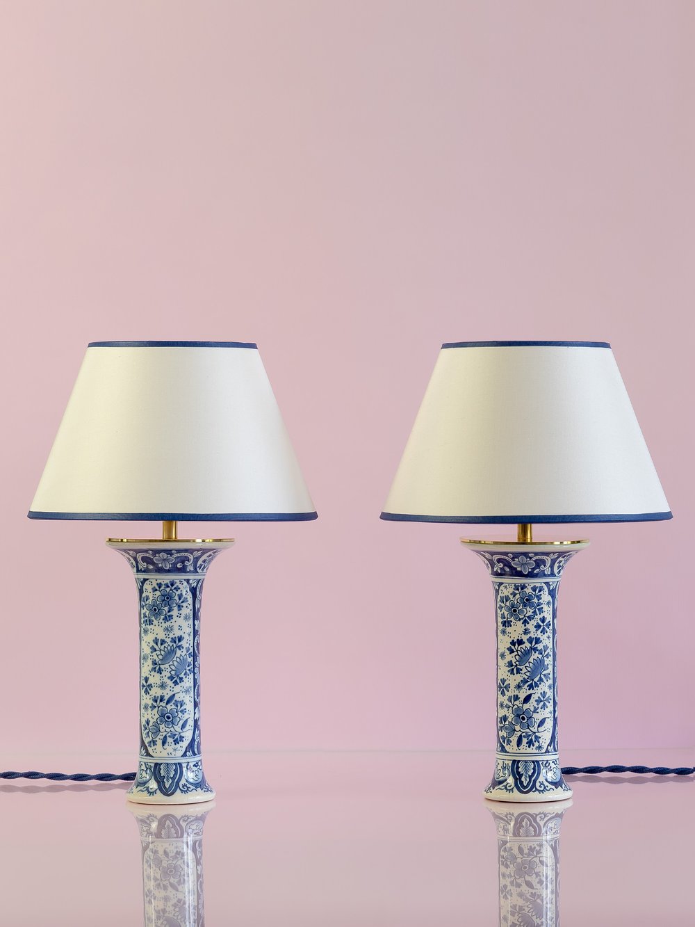 Pair of Small Table Lamps from Antique Delft Boch Frères Keramis—Juliette & Gréco