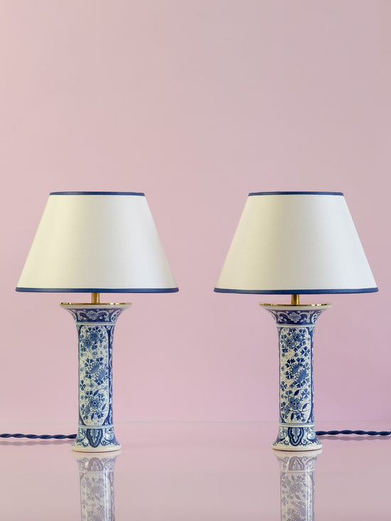 Pair of Small Table Lamps from Antique Delft Boch Frères Keramis—Juliette & Gréco