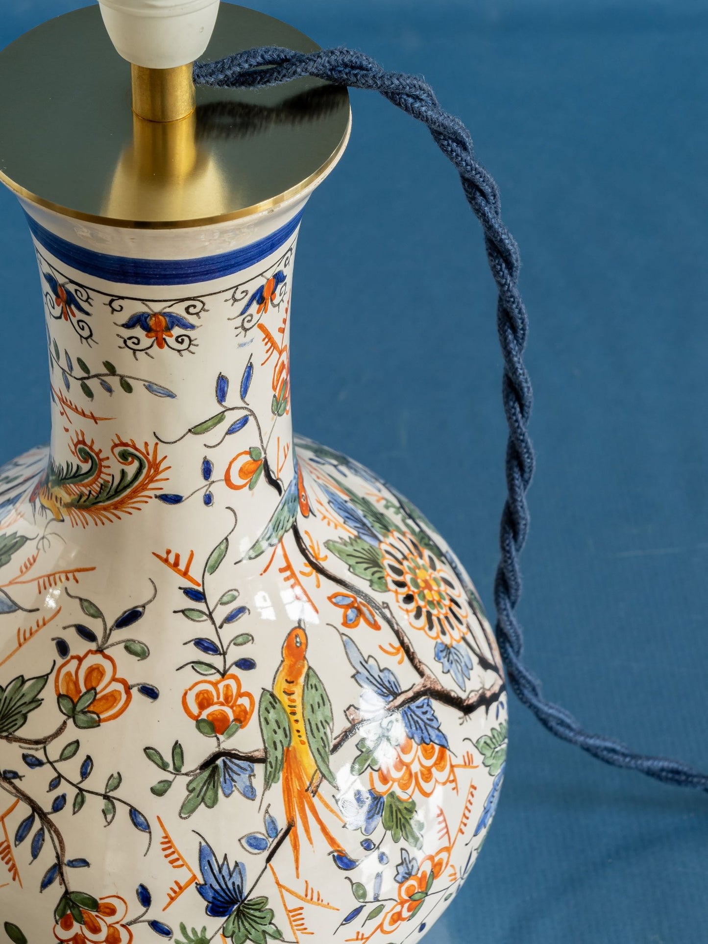 Table Lamp from Vintage/Antique "Delft" Polychrome—Oriole