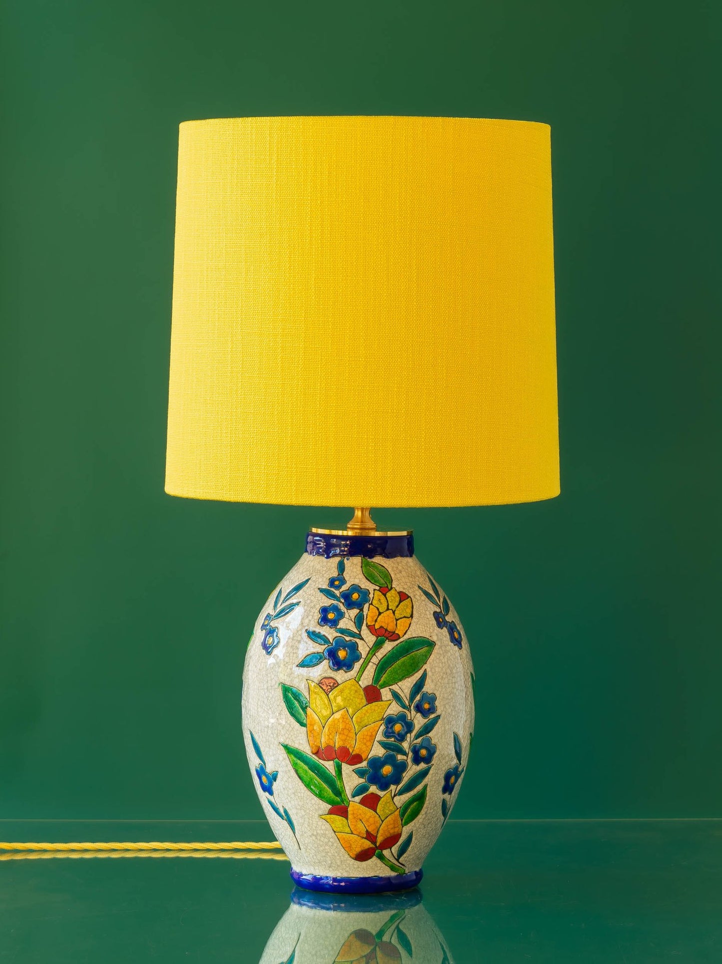 Table Lamp from Charles Catteau Vintage Boch Frères Keramis—Tulip